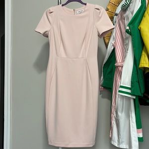 Crew Neck Short Tulip Sleeve Solid Sheath Stretch Dress